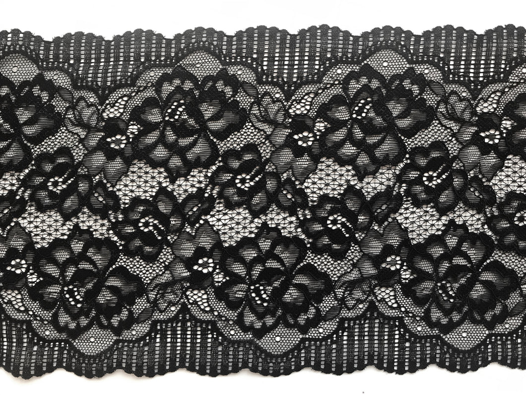 Black Soft Stretch Wide Lace 17cm/7 Lingerie  – The  Lace Co.